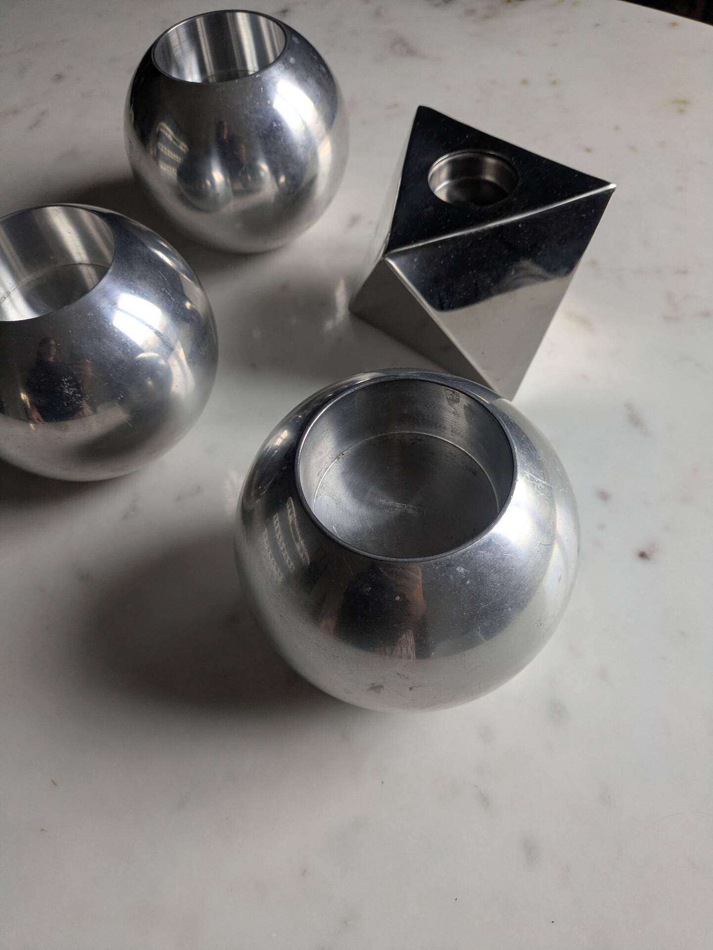 Set of vintage, collector and designer candle holders.