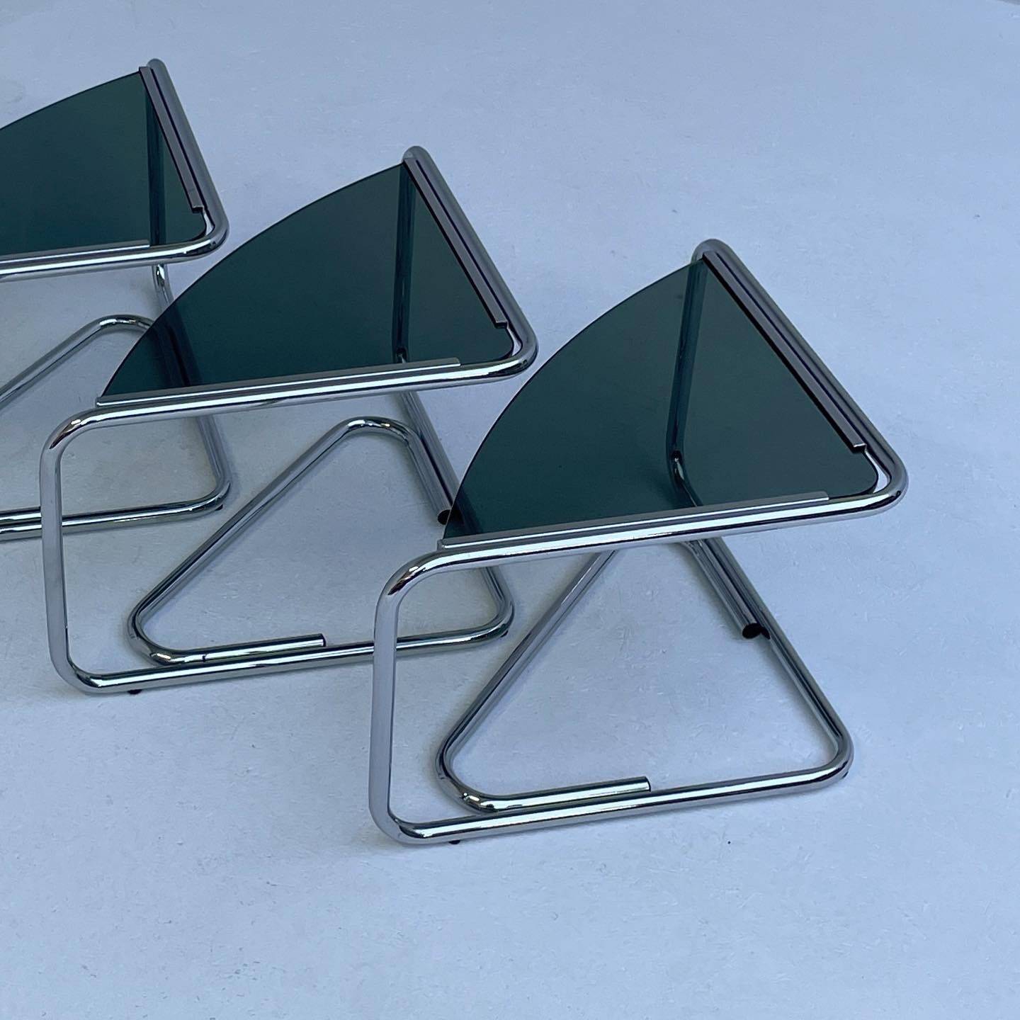 Italian modular coffee table in chrome and smoked glass