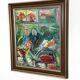 Huile sur toile suédoise – « Intérieur avec figures » par Erik Lo (1914–2004)