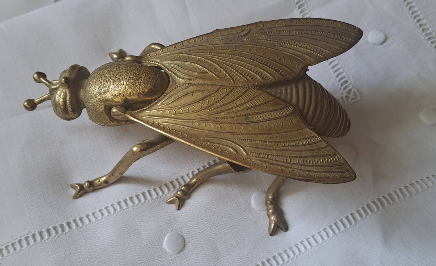 Large brass fly ashtray