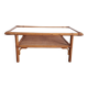 Vintage rectangular rattan and bamboo coffee table