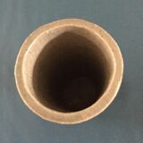 Sandstone scroll vase signed Jean Claude Monange, daisy motif yellow heart