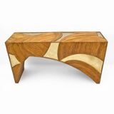 Console en rotin et laiton de style italien par Vivai del Sud