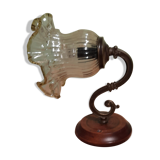 Wall lamp brass gooseneck, tulip glass, vintage