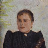 Peinture huile portrait femme XIX ième cadre doré ancien
