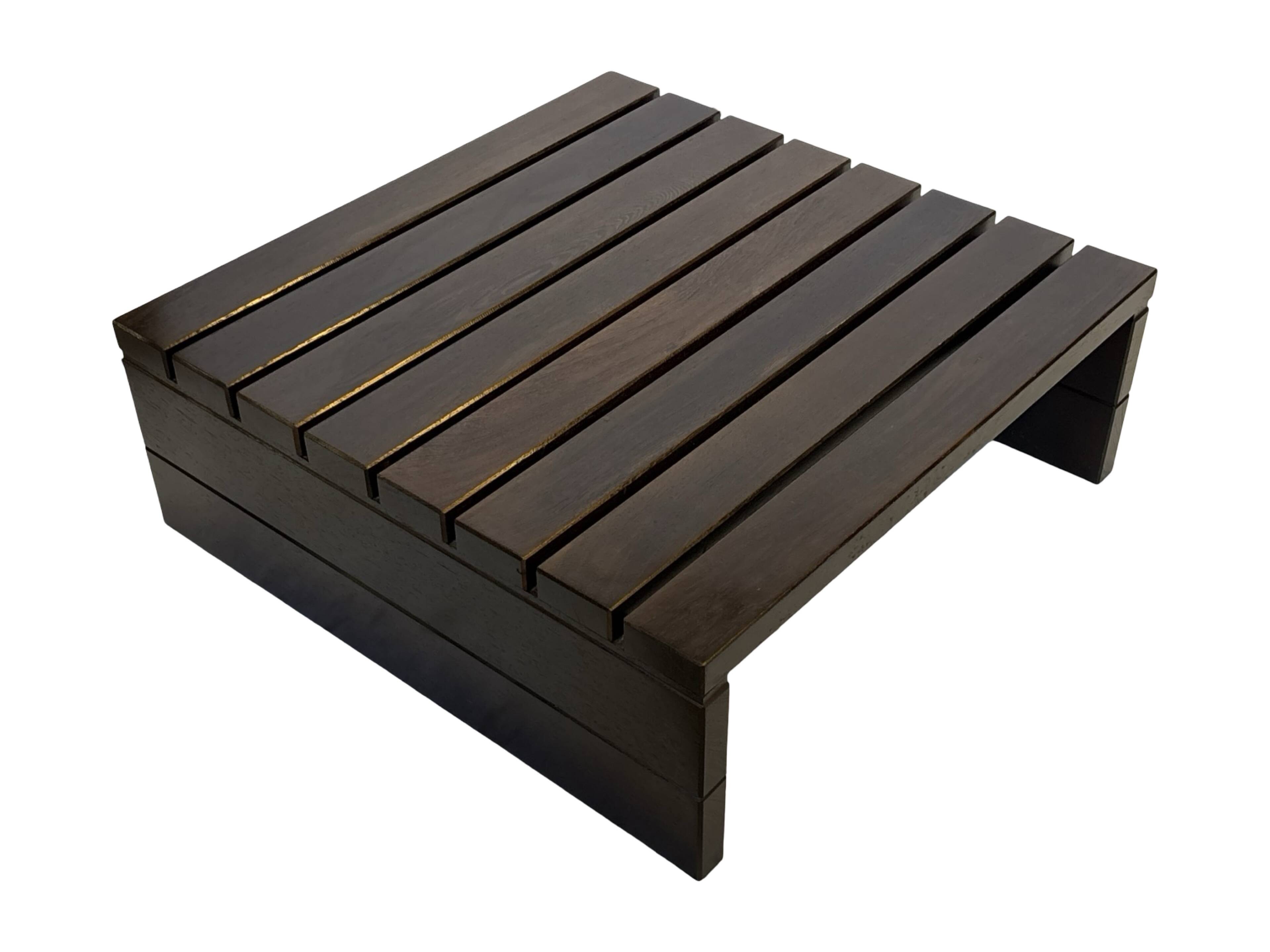 Vintage slatted coffee table design Wenge solid 70s minimalist