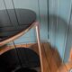 Vintage side table on wheels – black glass top