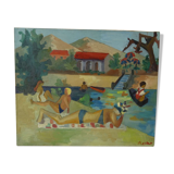 Painting the beach year 60s/70s Vintage