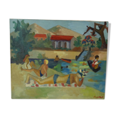 Painting the beach year 60s/70s Vintage