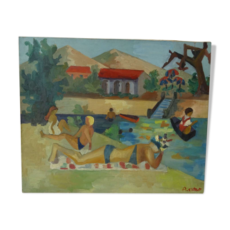 Painting the beach year 60s/70s Vintage