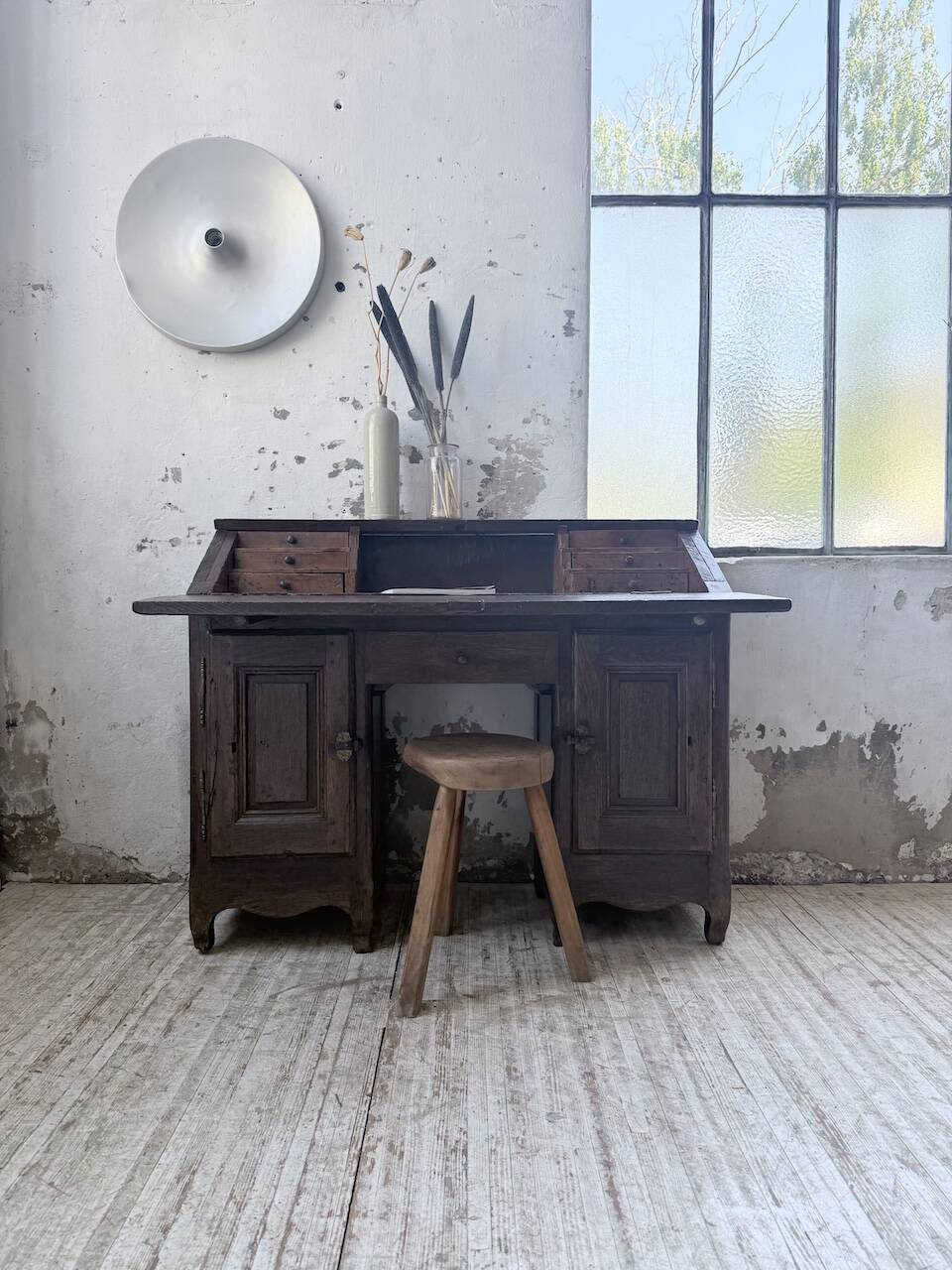 Bureau secrétaire chêne art populaire XIXème