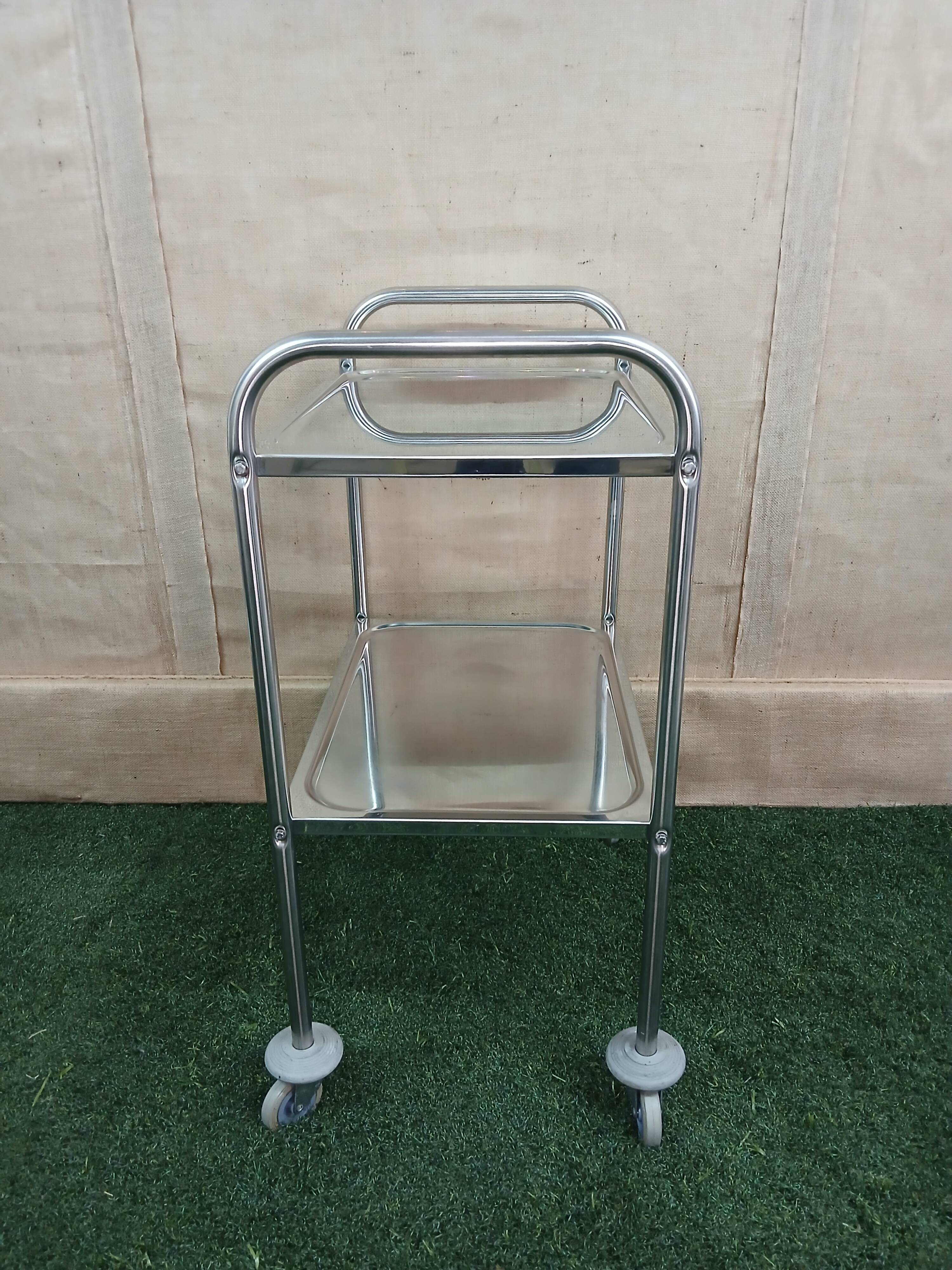 vintage surgical steel serving trolley