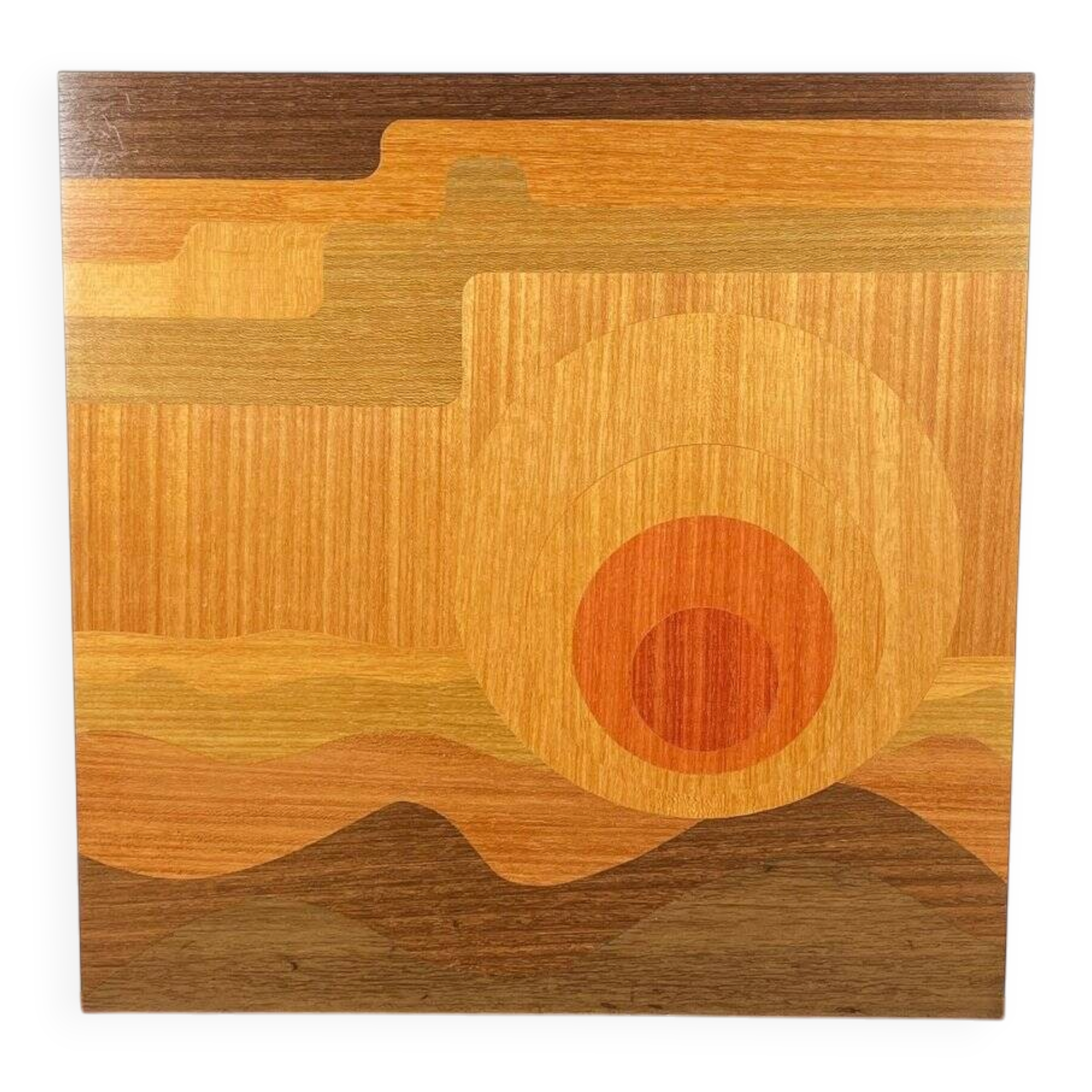 Mid-century wood veneer intarsia wall panel, 1960s