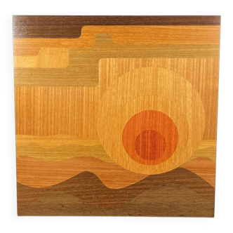 Mid-century wood veneer intarsia wall panel, 1960s
