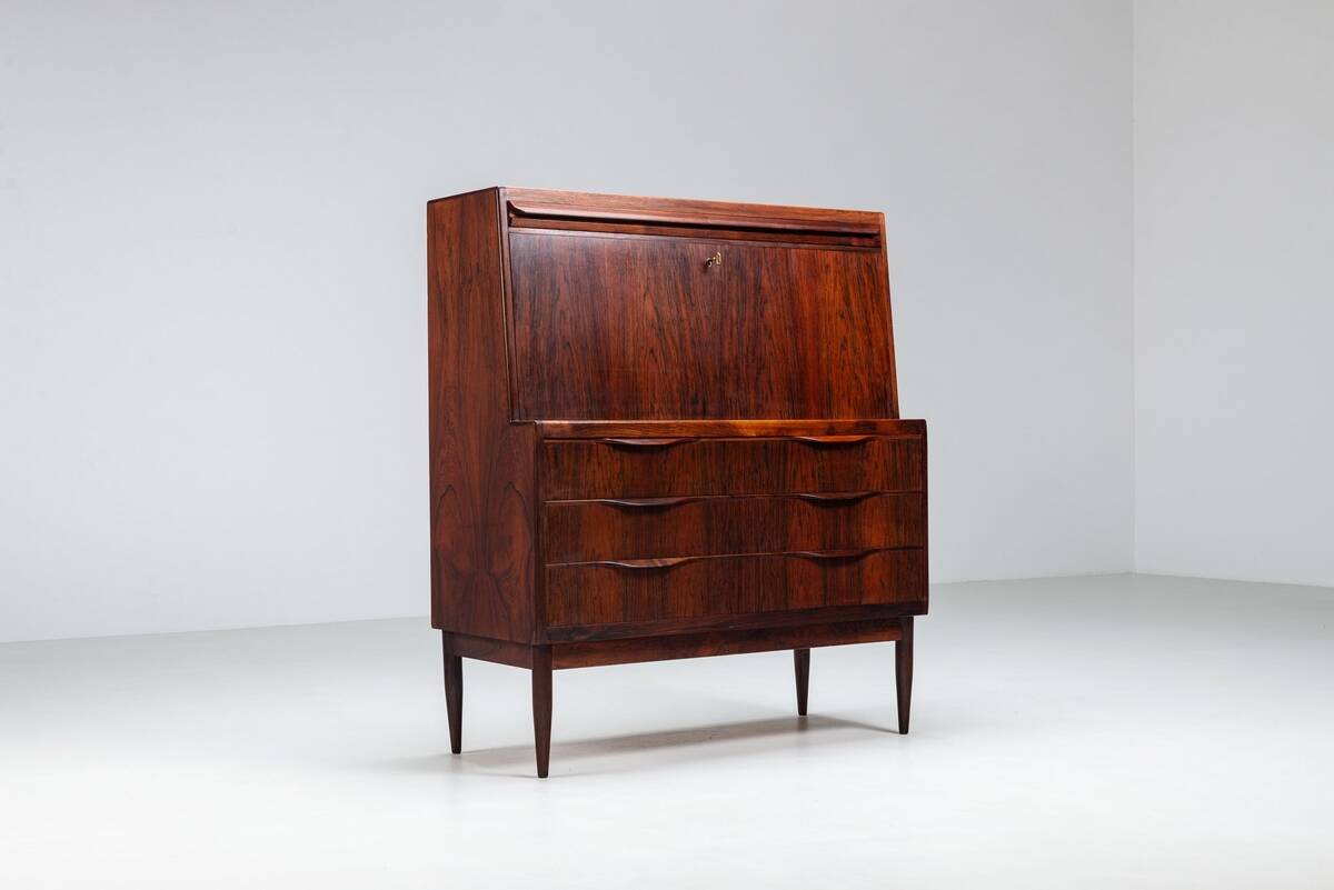 Bureau secrétaire Erling Torvits en palissandre Klim Mobelfabrik Danemark 1960