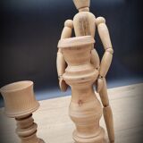 Trio turned wood candlesticks