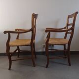 Pair of cherry wood armchairs