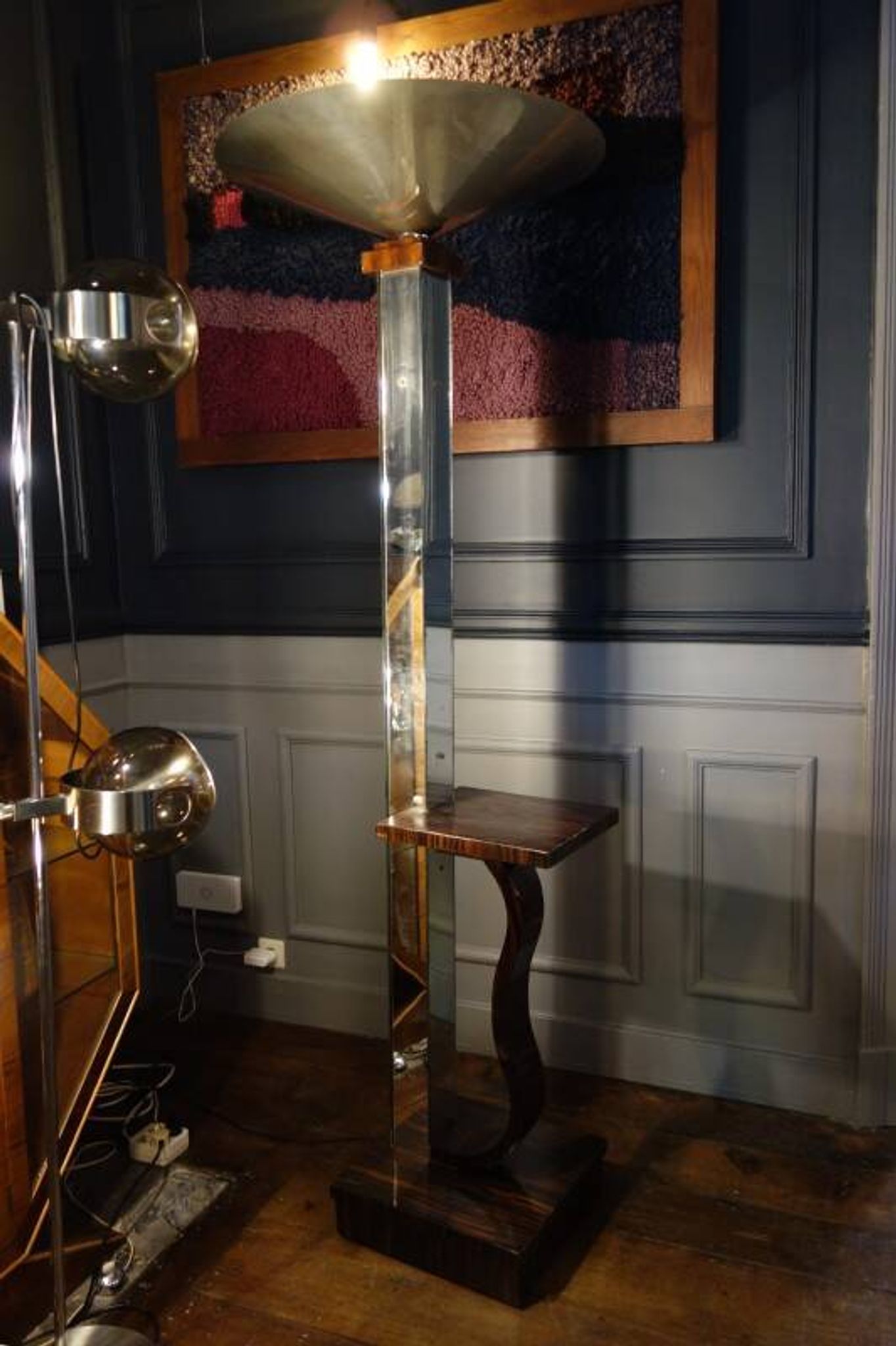 Large Art Deco Macassar Ebony Floor Lamp / Stand, circa 1930