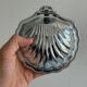 Antique shell butter dish in white glass and metal