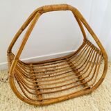 Vintage rattan log holder
