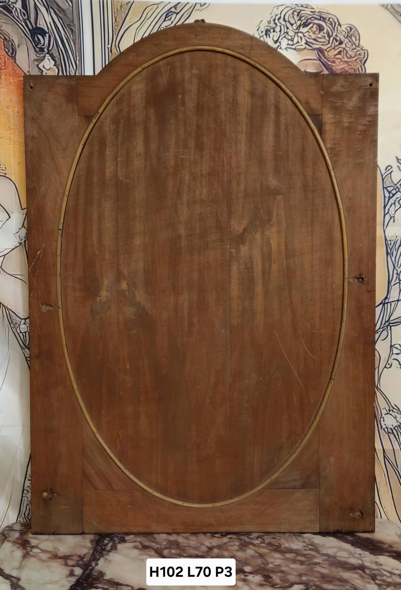 Large oval mirror in burl wood and gilded bronze – Napoléon III period - late 19th century