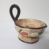 Floral motif ceramic candle holder signed J Massier Vallauris