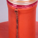 Ensemble de lampes de table rembourrées en cuir orange français années 1960