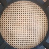 Wooden and rattan tabouret