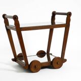 Beautiful, unique 1930s tea trolley bar cart made of solid oak wood