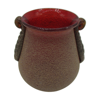 Vase verre givré style art-déco