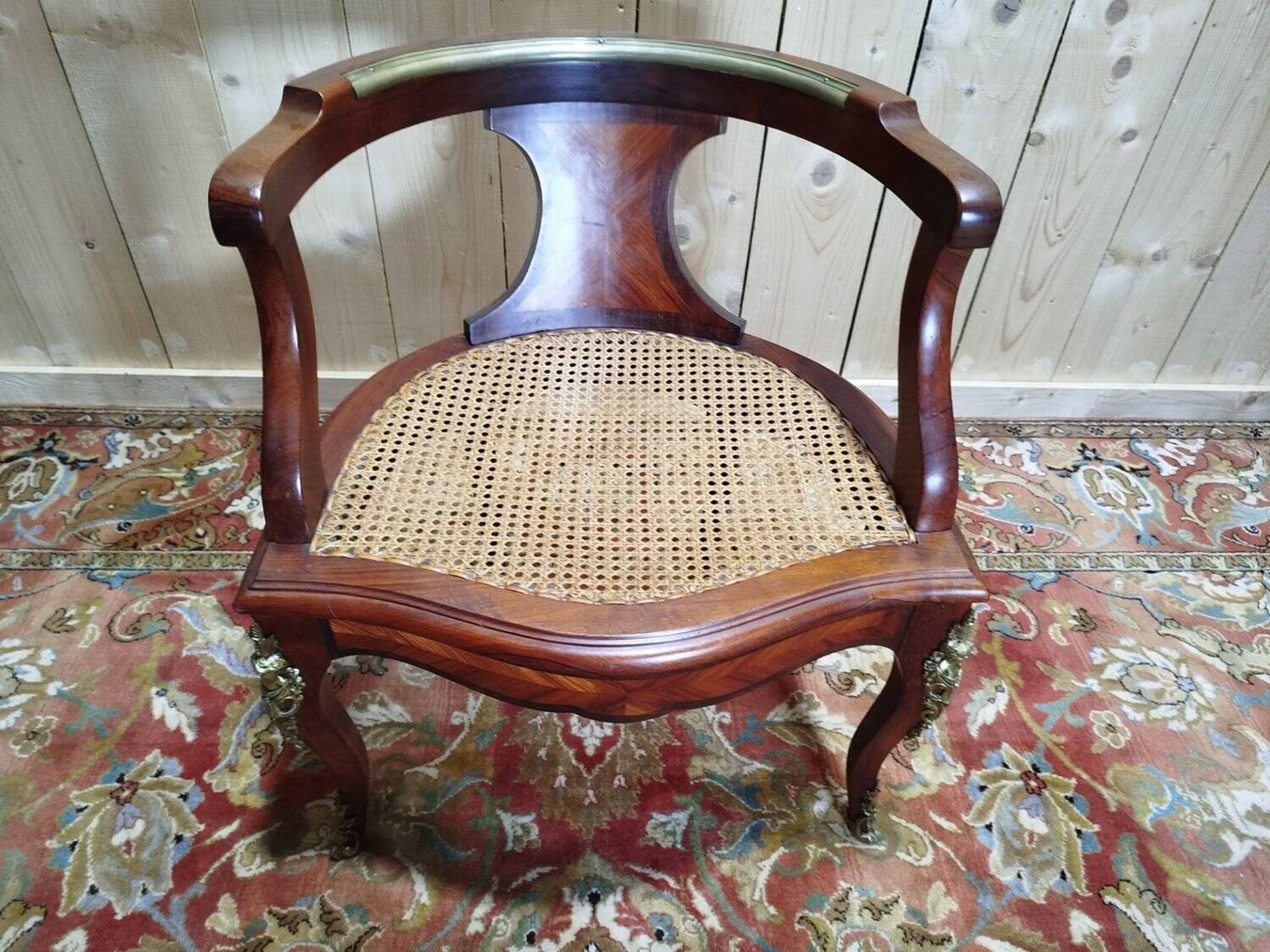 Fauteuil de bureau canné de style Louis XV - Transition