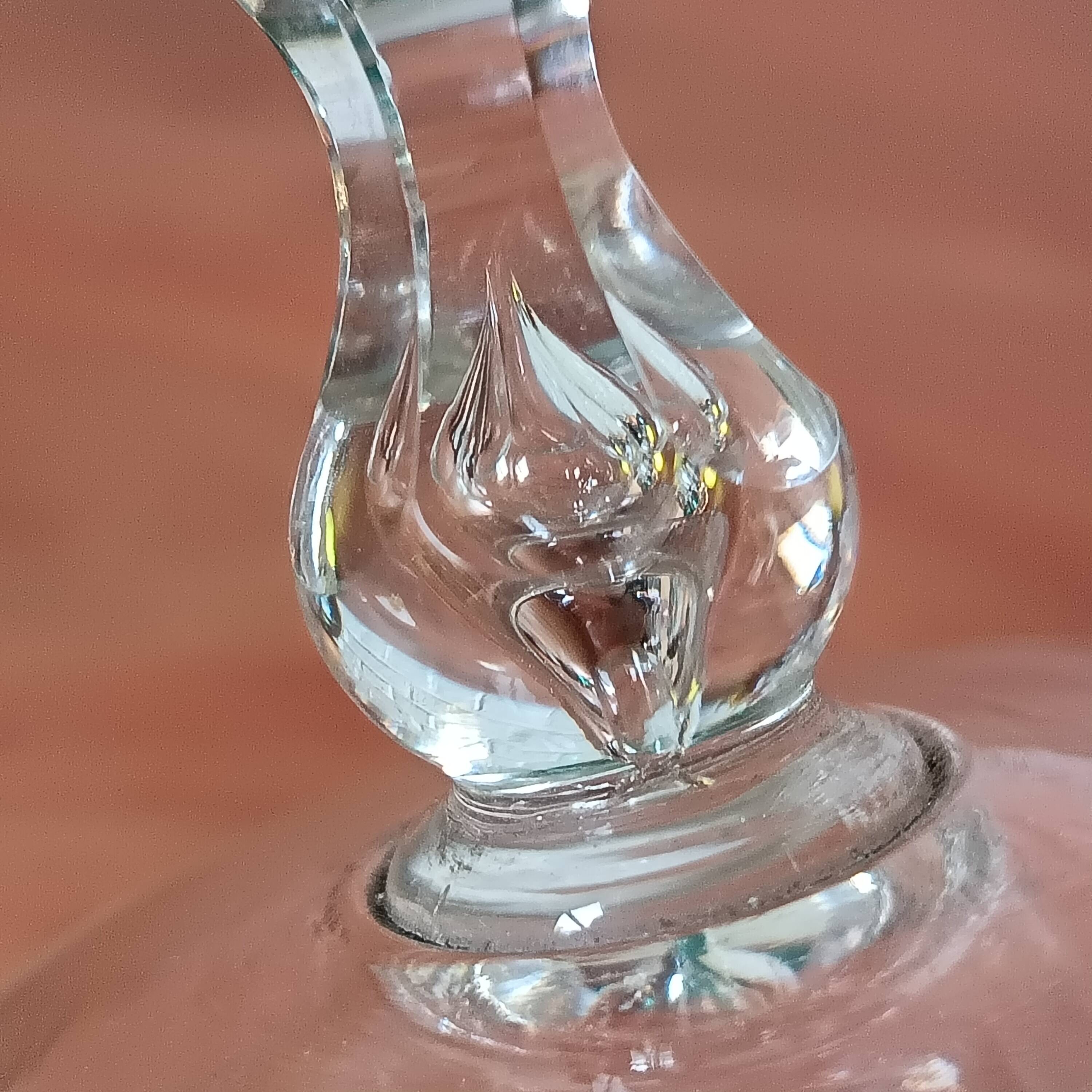 2 vintage cut glass coloured stemmed glasses