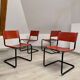 Set of 4 metal chair and tubular leather Matteo Grassi 1970