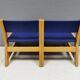 Brio children's chairs in light wood with blue lacquered seat and backrest