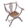 Ancien fauteuil curule assise cannée