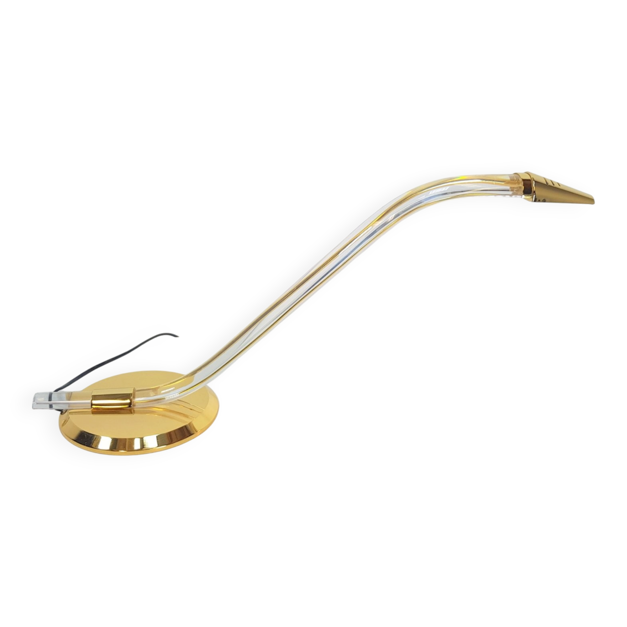 Vintage Cobra Desk Lamp in Brass and Acrylic from Grupo Mci, 1970
