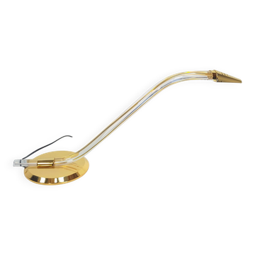 Vintage Cobra Desk Lamp in Brass and Acrylic from Grupo Mci, 1970