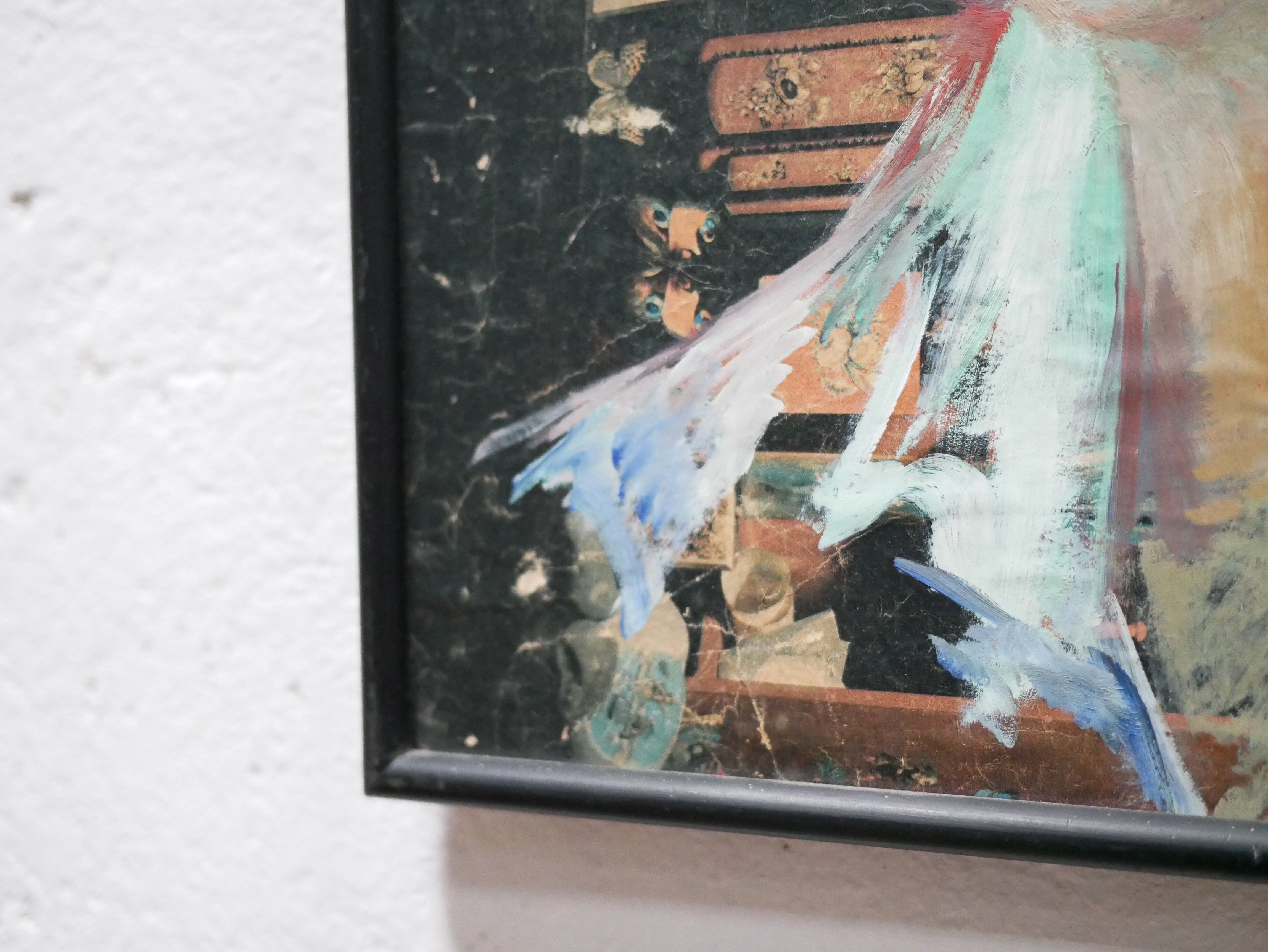 Vintage painting portrait on paper