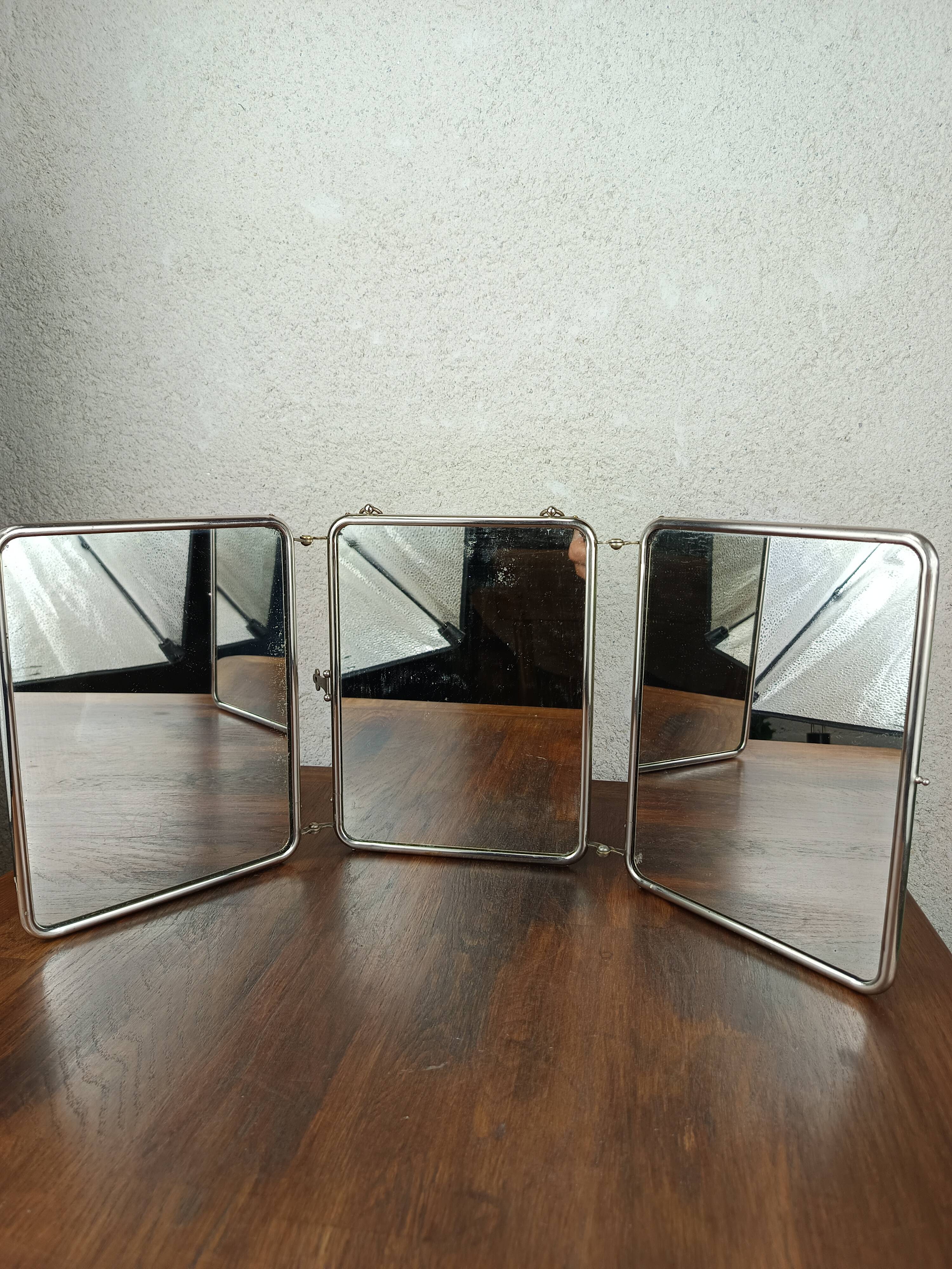 Miroir triptyque vert vintage