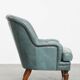 Fauteuil Chesterfield bleu en cuir de vachette de style anglais