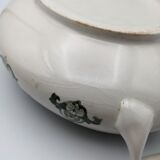 vegetable serving dish tureen earthenware English floral green decoration