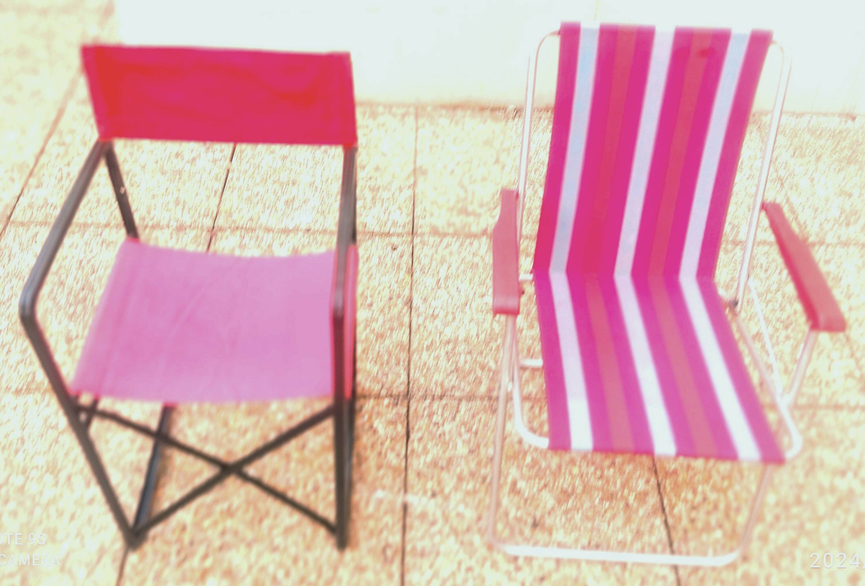 Pair of aluminum folding armchair and iron Director's armchair