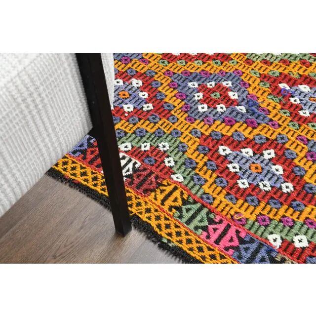 1970s vintage Turkish Oushak handmade wool cotton orange area rug 177x256