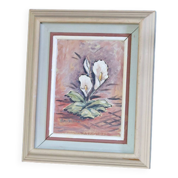 "Huile sur toile norvégienne du milieu du siècle" plante de paix "par Arvid Nilsson (1913-1976) - encadrée"