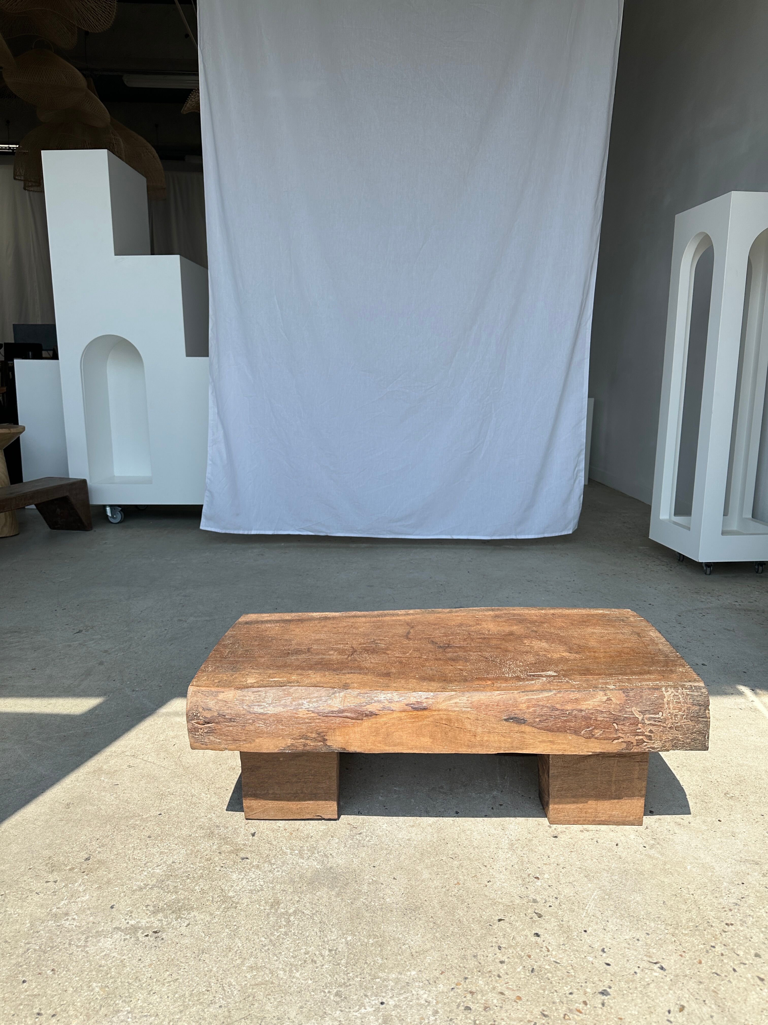 Asian solid wood quadripod brutalist coffee table H30 L81 l42