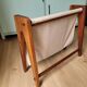 Scandinavian magazine rack exotic wood and linen