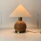 Lampe de table en rotin, bambou et laiton, Italie années 1970