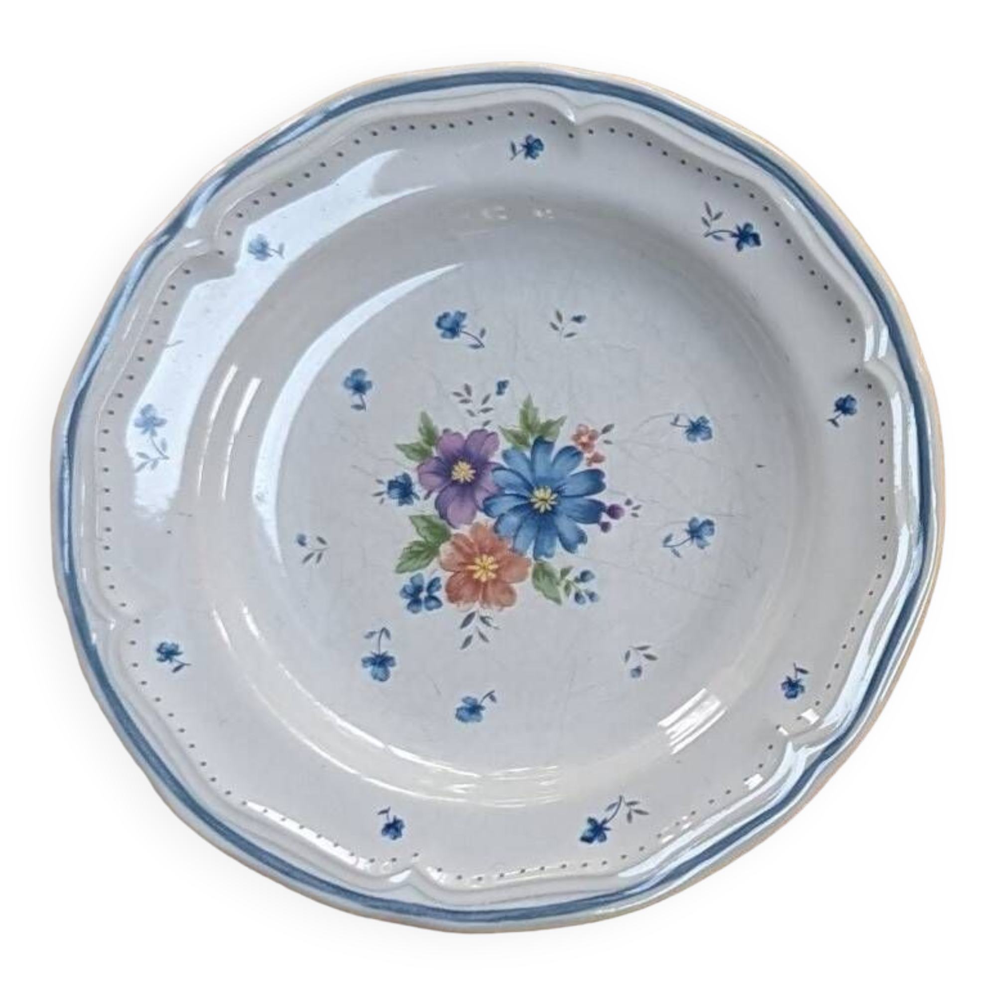 Lot 8 dessert plates provincial model bouquet 1980s