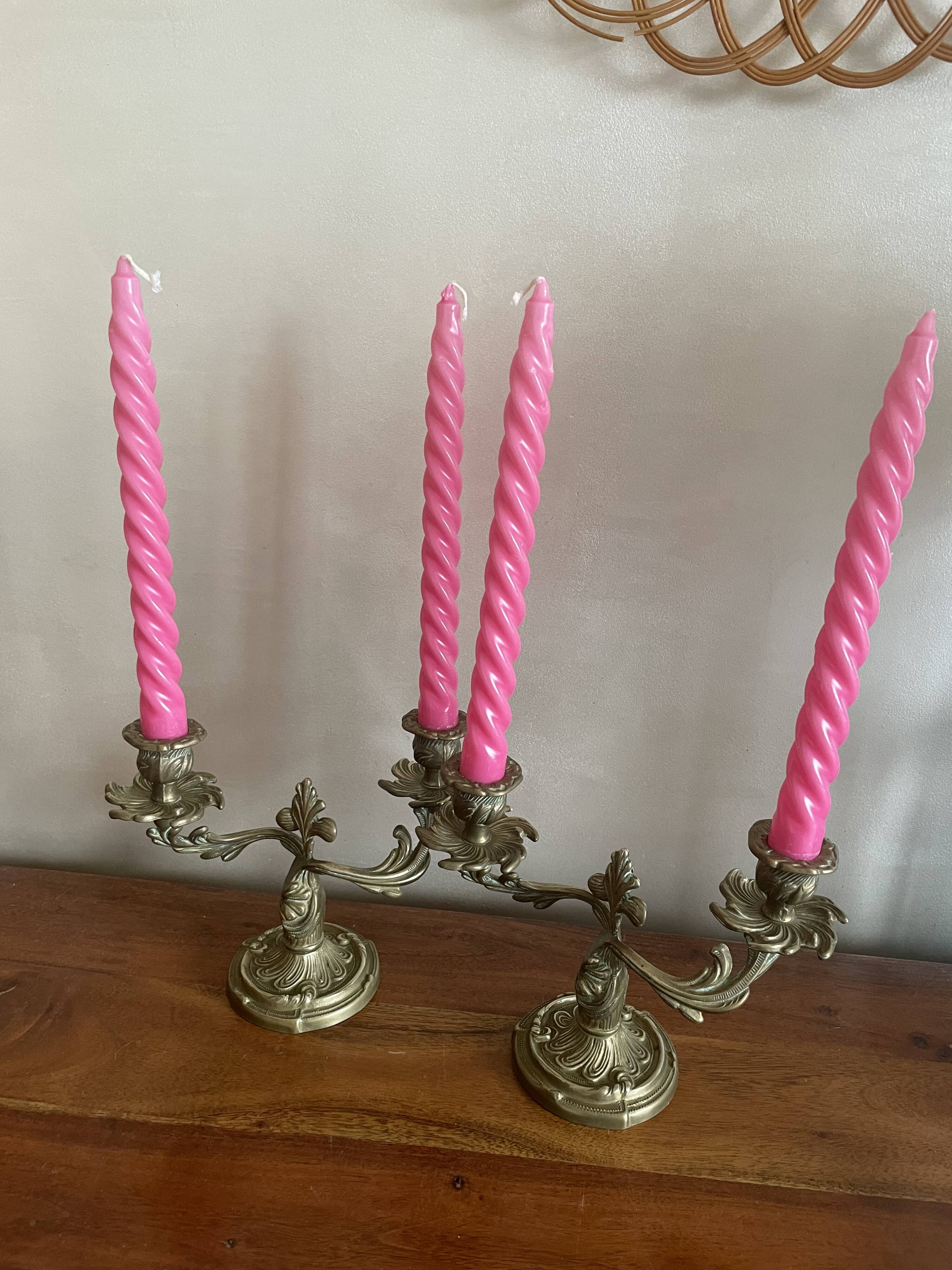 Duo of brass candlesticks