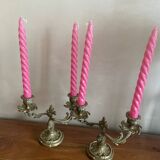 Duo of brass candlesticks